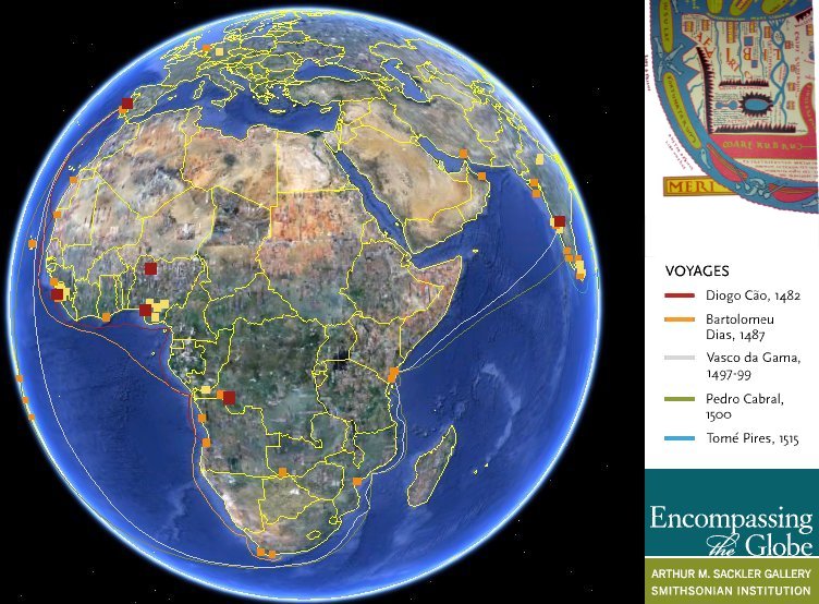 Map showing the sea routes of Portuguese explorers